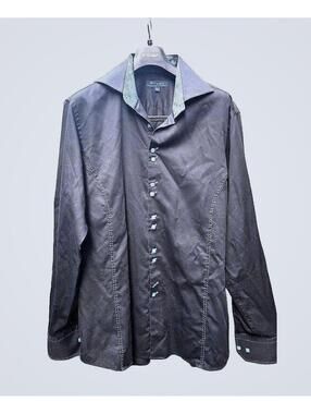 BLU By Polifroni Black Shirt - Blue Contrast Western Stitch & Square Buttons Lg.